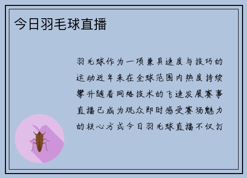 今日羽毛球直播