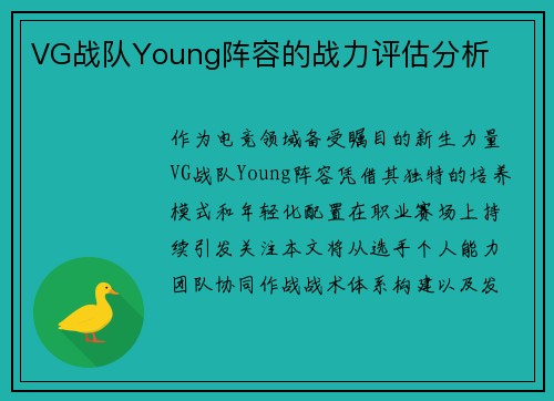 VG战队Young阵容的战力评估分析